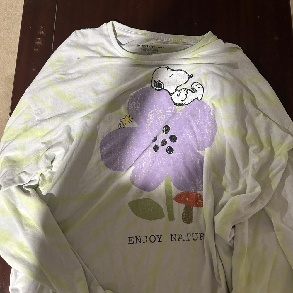 Peanuts Long Sleeve Tee White and Green